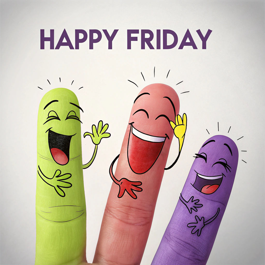 Expressive Neon Fingers Wish You Happy Friday