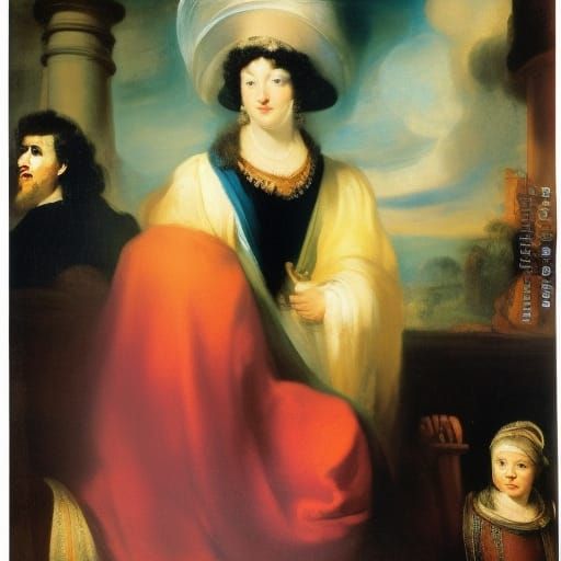 Classic Portrait of Woman in Red Dress