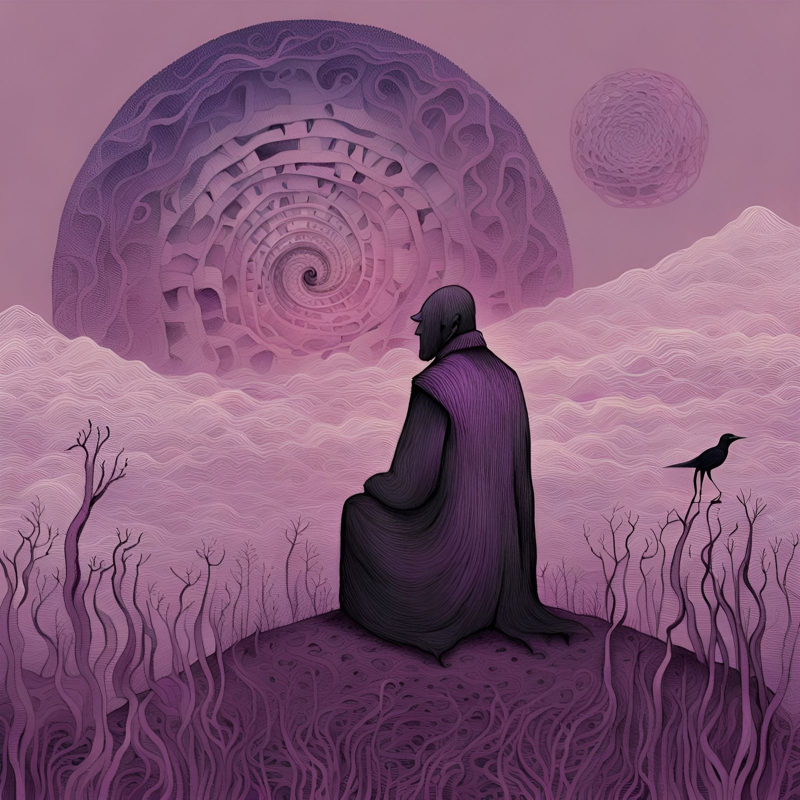 Primordial Mauve Portrait in Experimental Style