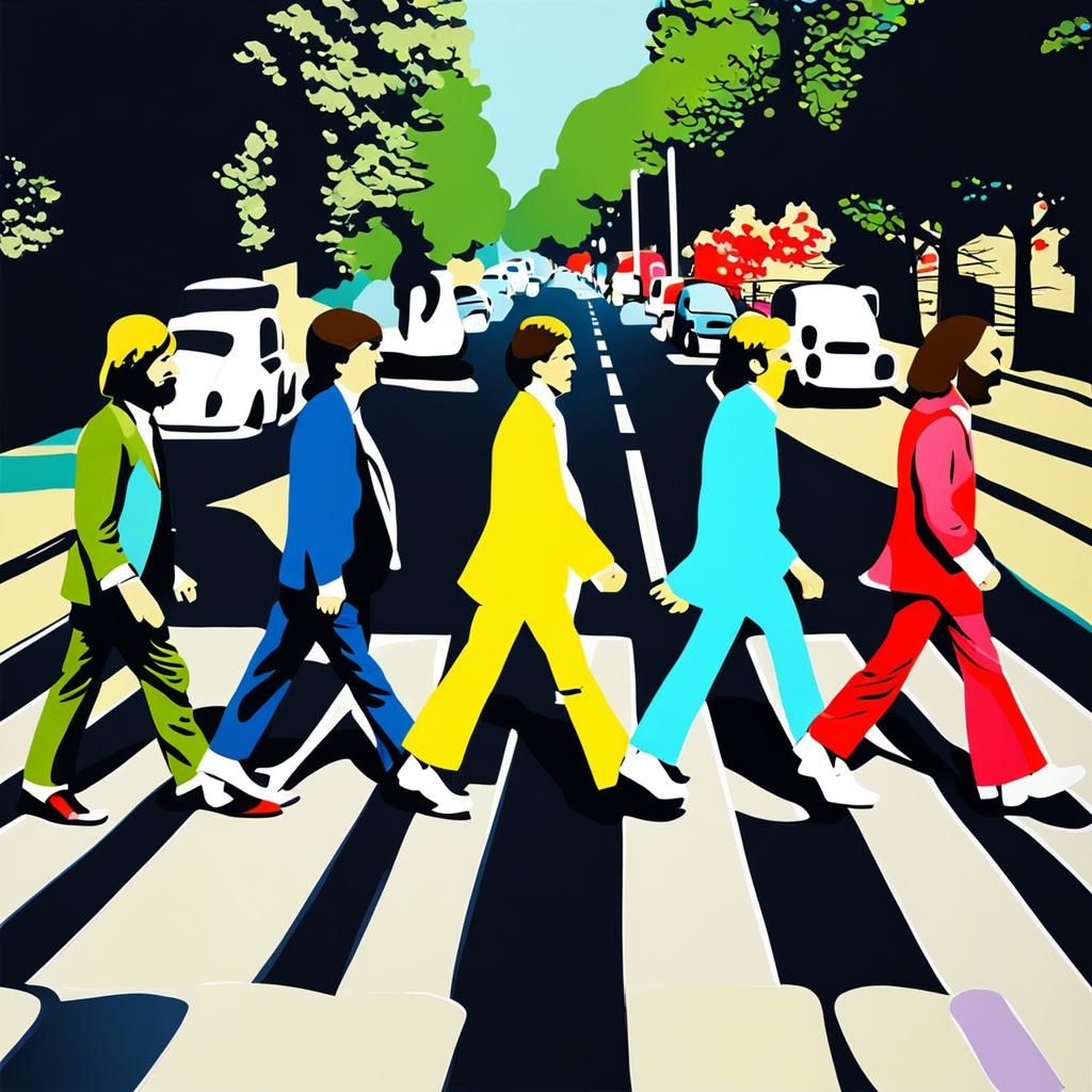 The Beatles Abbey Road Crossing in Abstract Art