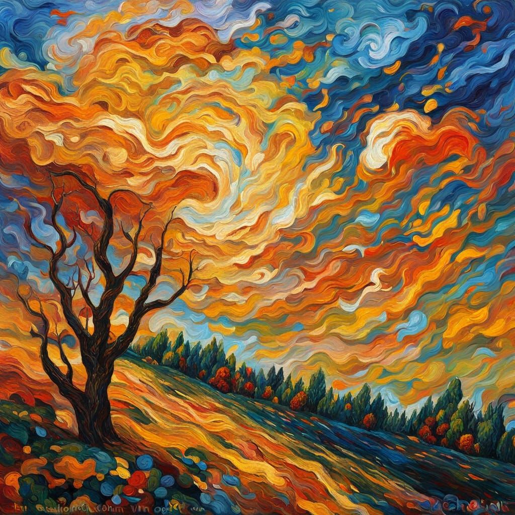 Mind's Stories Reframed: Expressionist Oil Painting with Vib...