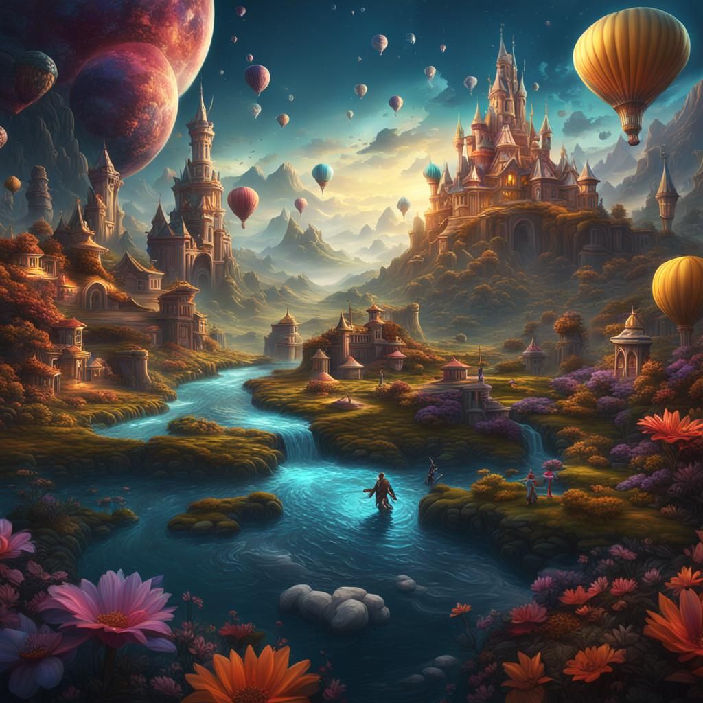 the elusive essence of pure joy and wonder in a surreal and mesmerizing composition.