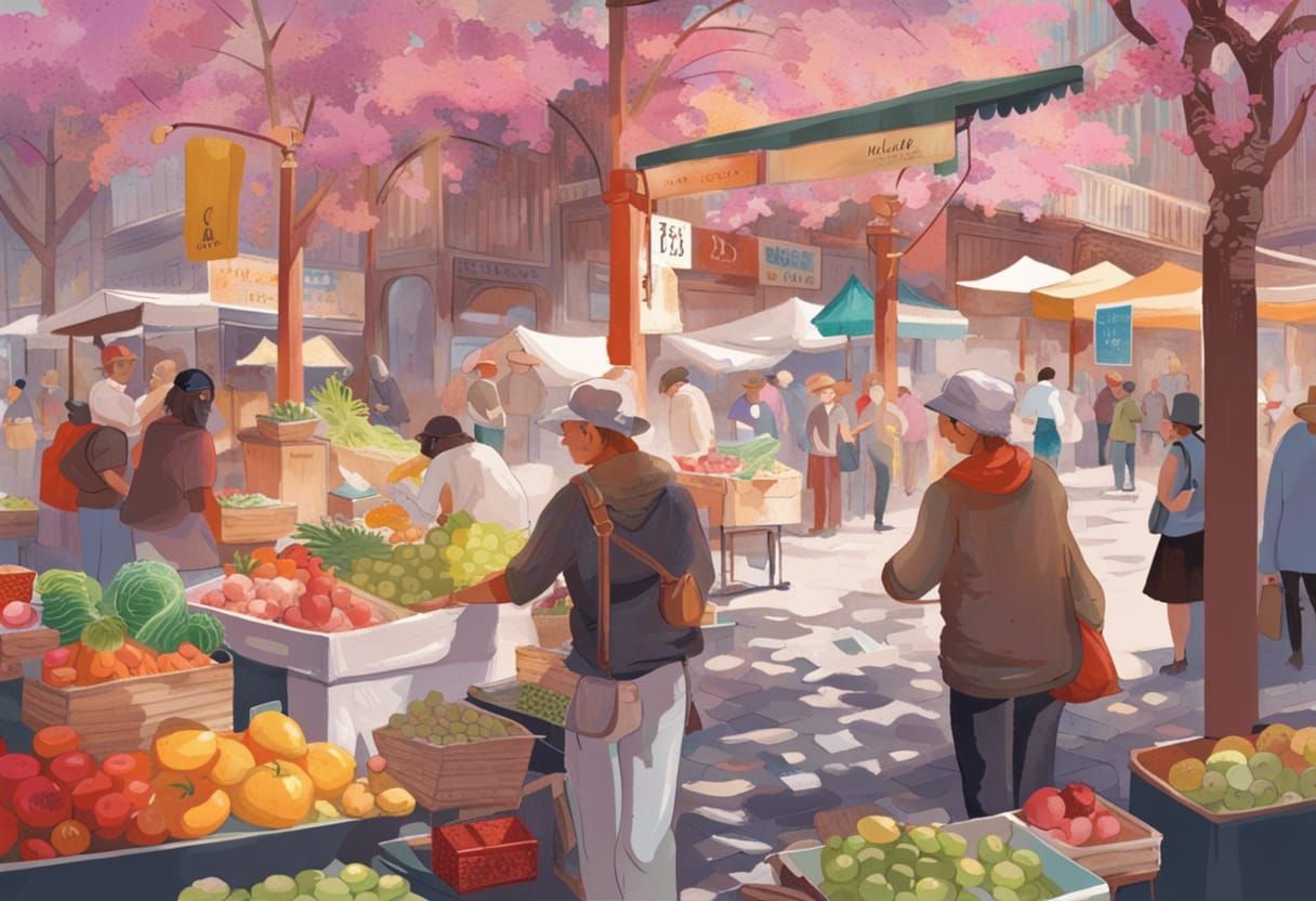Vibrant Farmers Market Scene in High Resolution