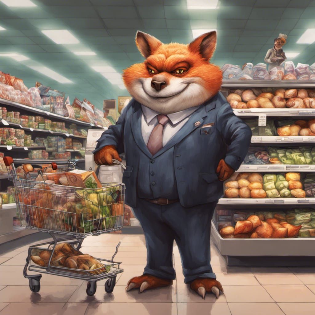 Humanoid Toad in Supermarket, Hyperrealistic Art