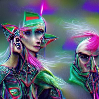 Psychedelic Cyberpunk Elves in Vivid Colors