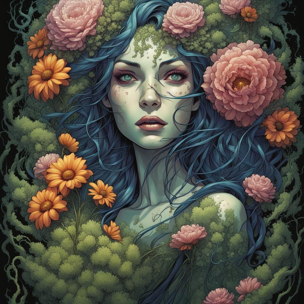 Nature Witch with Sapphire Eyes in Comic Art