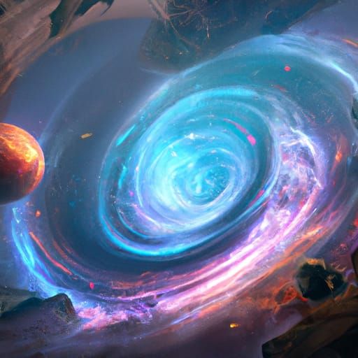 Cosmic Tornado Swallowing Planets, Digital Matte Painting