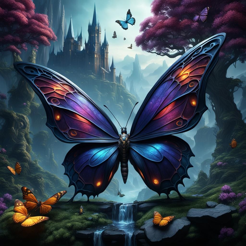 Fantastical Wiccan Butterfly: Detailed Matte Painting
