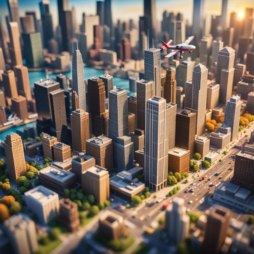 Chicago Skyline Diorama in Miniature Model Style