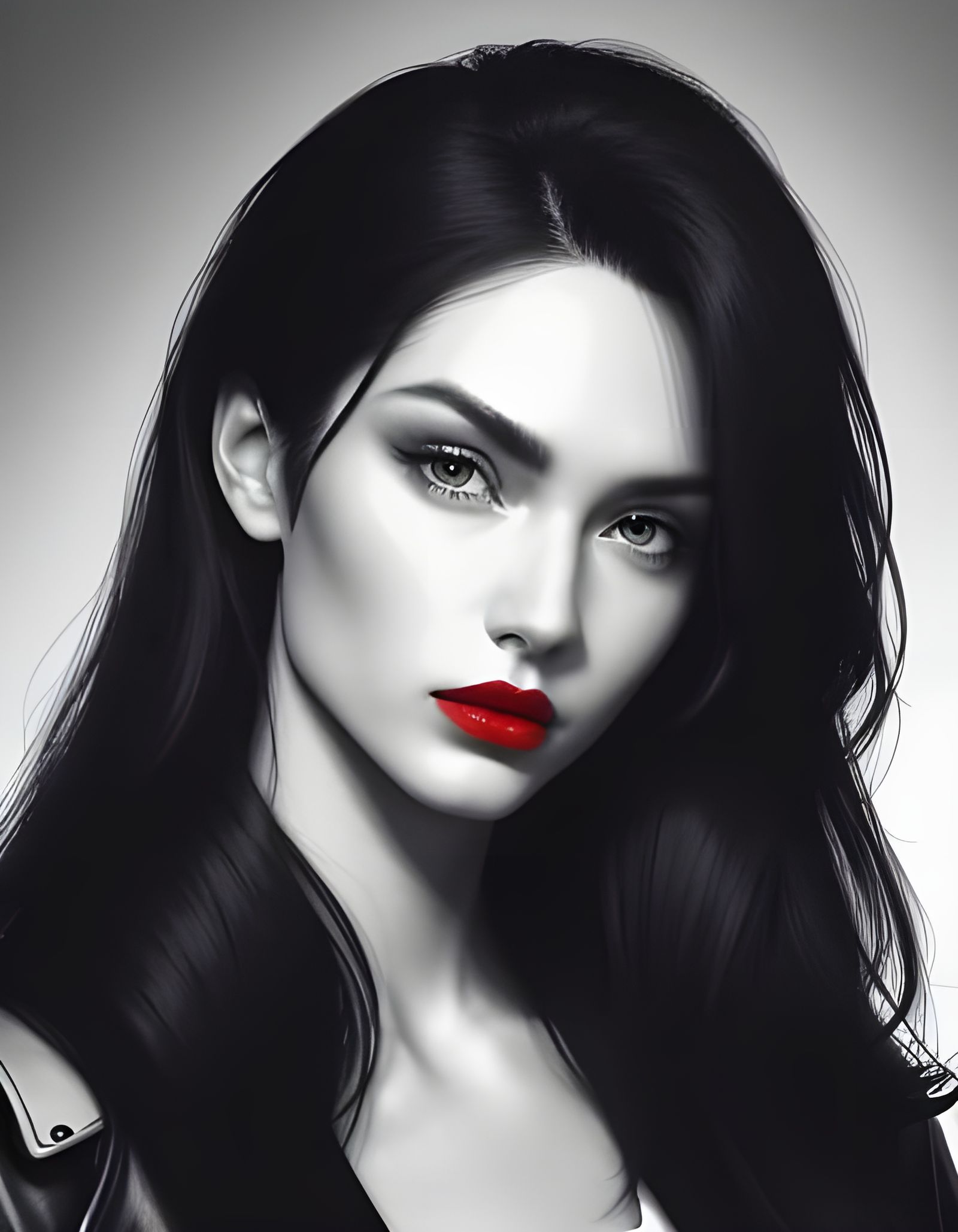Monochrome Portrait with Red Accent: Dramatic Lighting