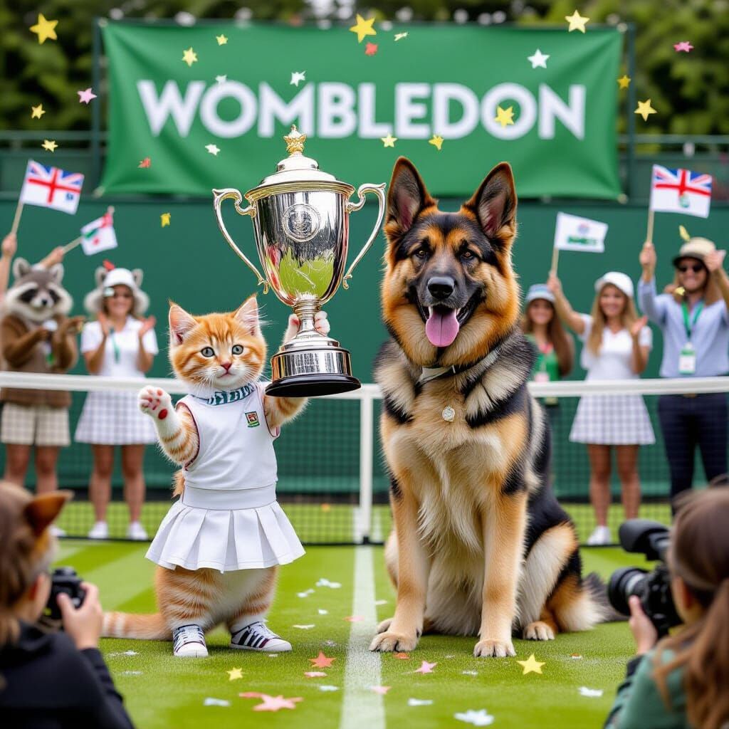 Kitten and Shepherd Win Wombledon in Golden Light