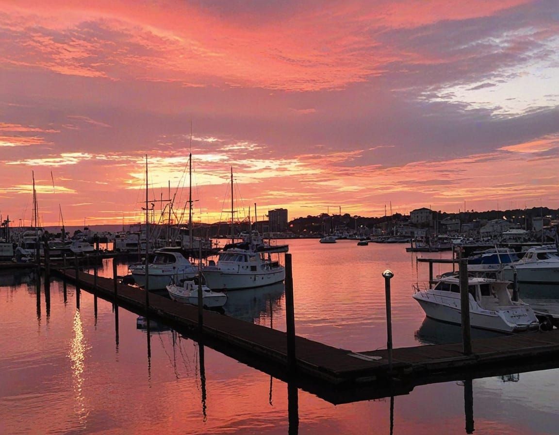 Serene Harbor Scene at Sunset