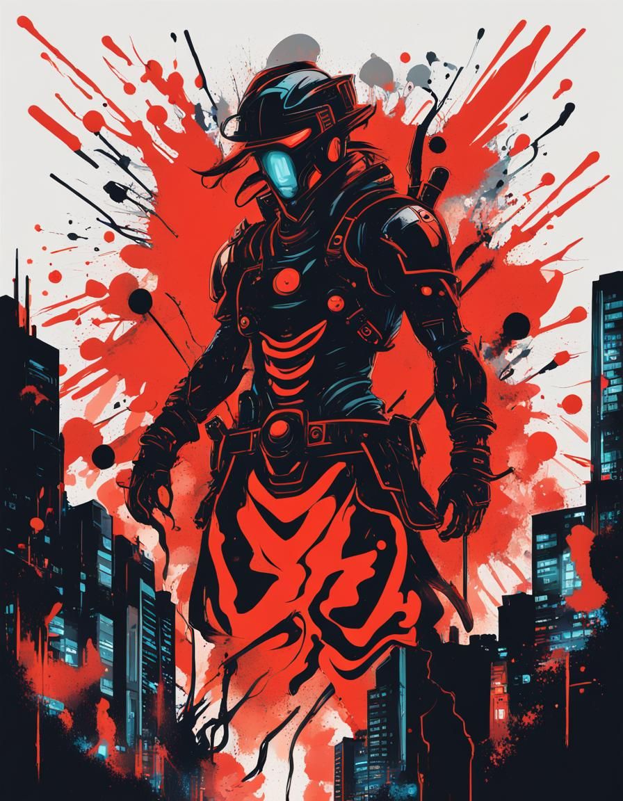 Cyberpunk Samurai in Urban Sci-Fi Style