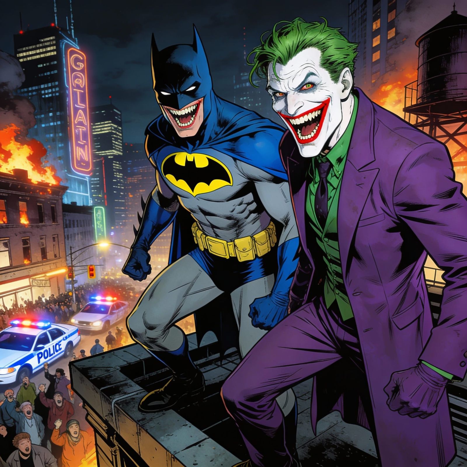 Laughing Batman and Joker Dominate Gotham in Realistic Comic...