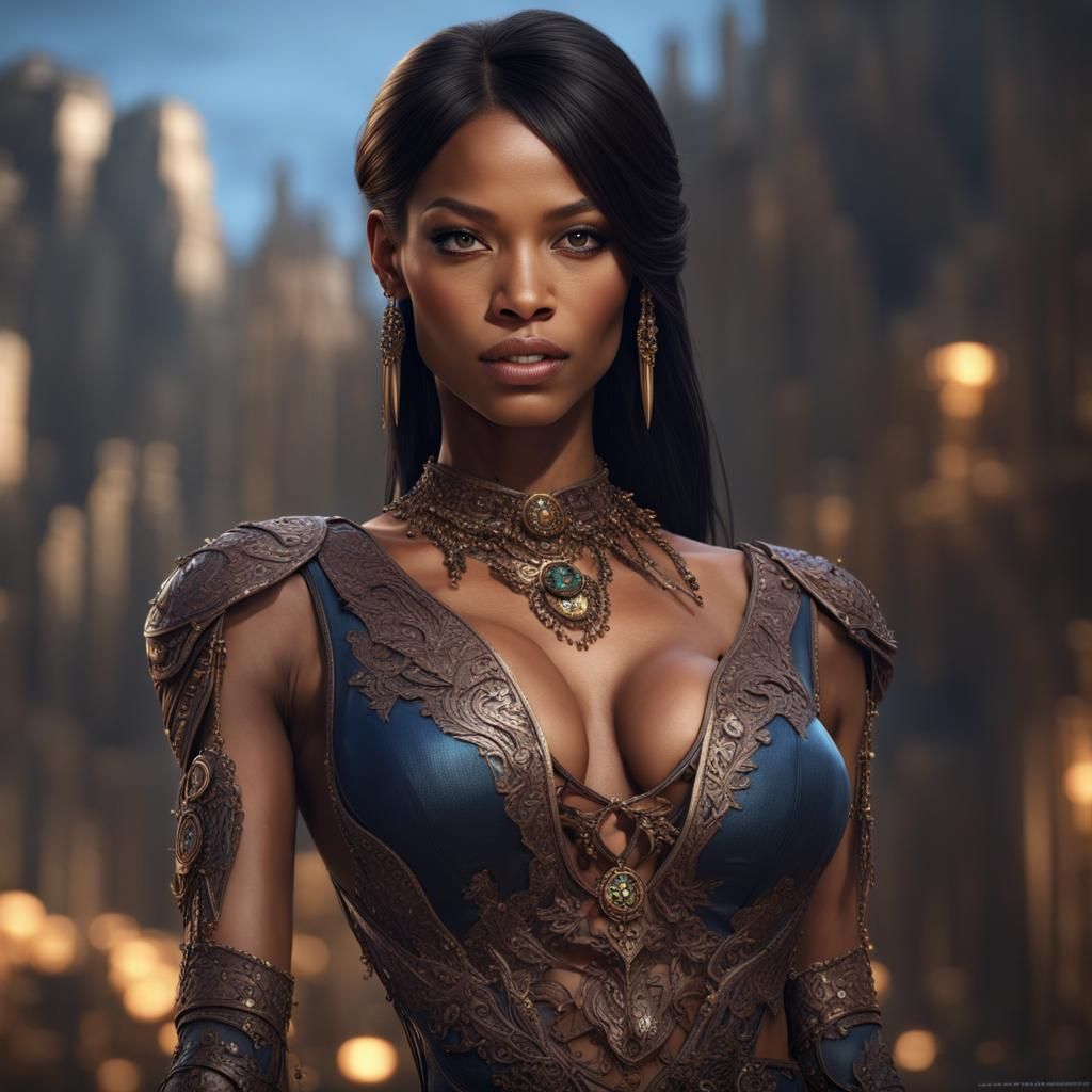 Gorgeous Top Model in Detailed Matte Painting Style