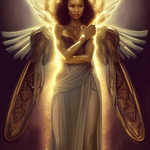 Thandiwe Newton as Archangel Sandalphon: Art Nouveau Portrai...
