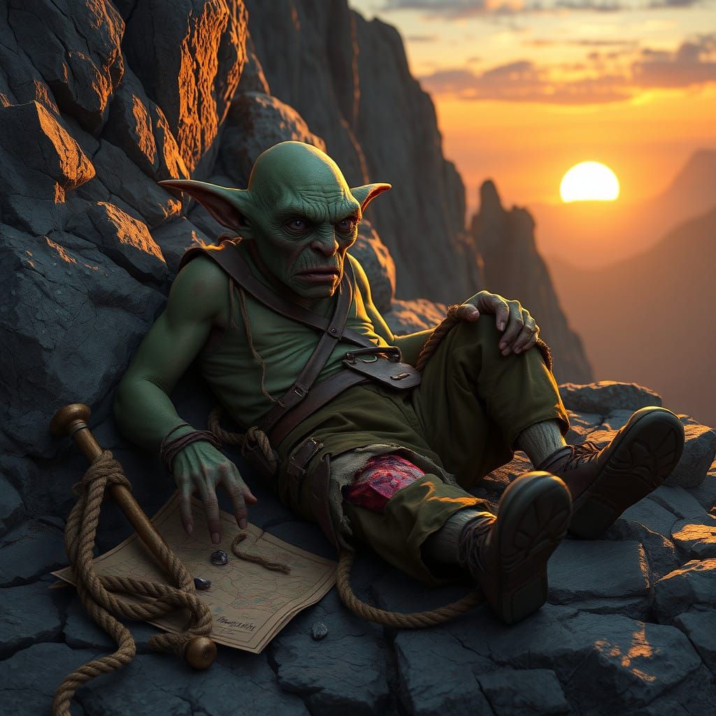 Goblin's Agony in a Fanciful Dungeon Scene