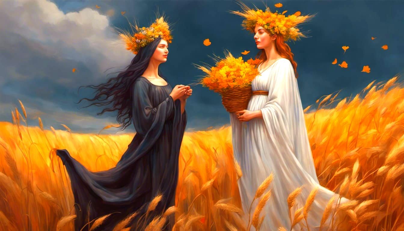 Persephone's Farewell: A Hyperrealistic Autumn Scene