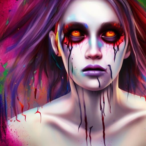 Hyperrealistic Living Dead Girl in Splash Art Style