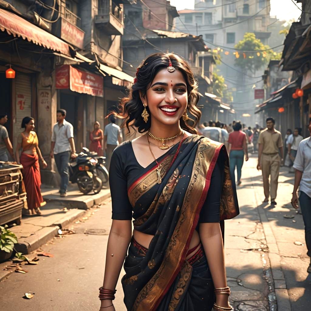 Beautiful Woman in Sari: Modern Indian Style