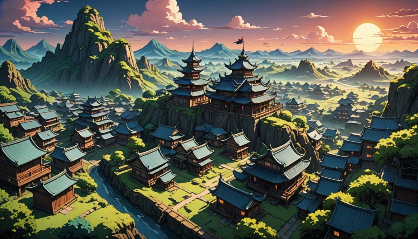 Anime Miniature World in Cel-Shaded Style