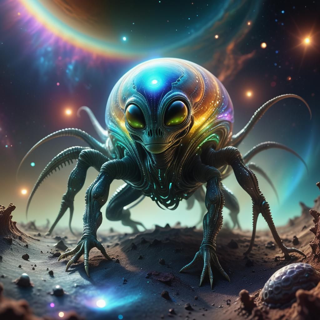 Alien Creature Emerges on Exoplanet: Xenobiology Art
