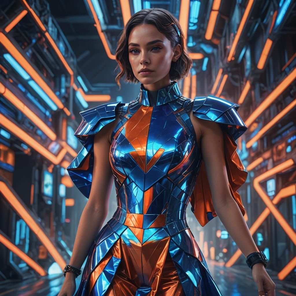 Futuristic Woman in Pop Art Portrait