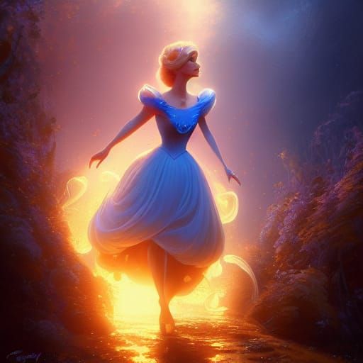 Cinderella in Mushroom Dress: Dark Fantasy Art