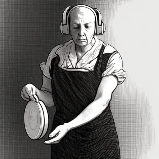 18th Century Key Maker in Linocut Style