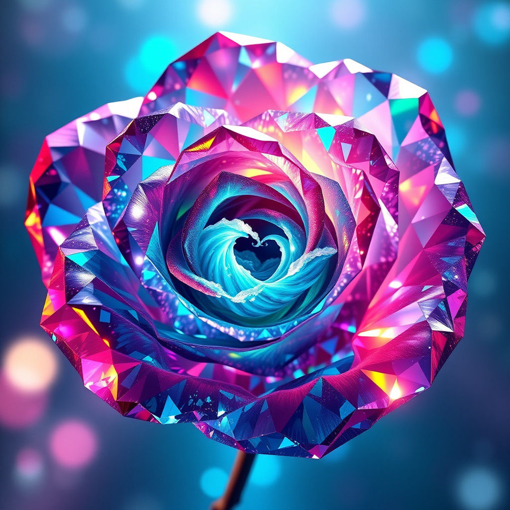 Rainbow Diamond Rose with Miniature Ocean