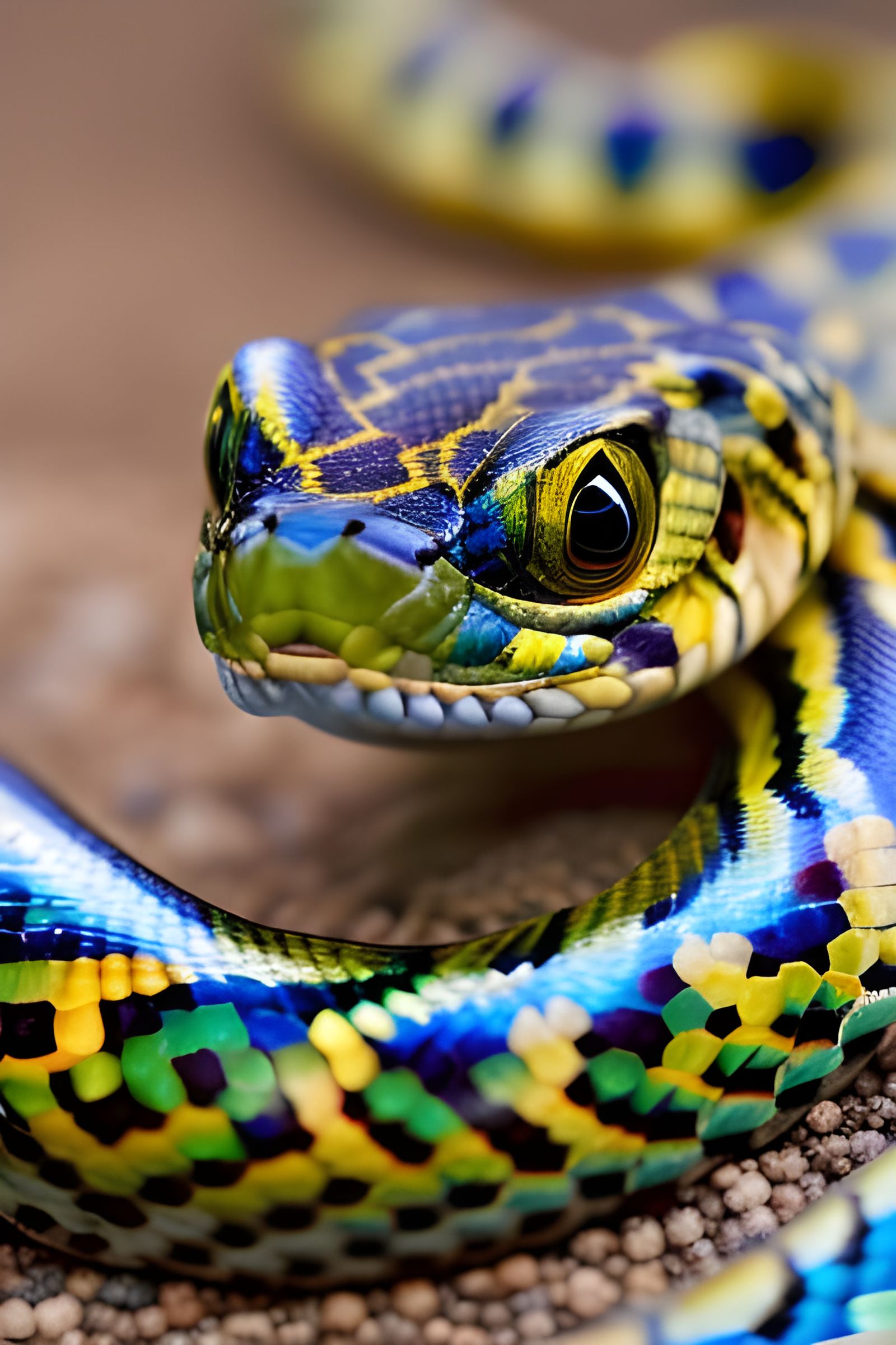 Detailed Cobra Snake in Desert Landscape Drawing