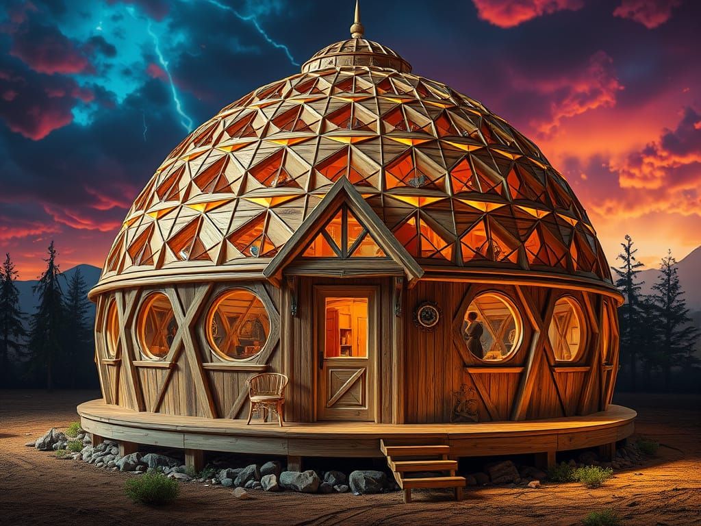 Dymaxion Dome Houses in Hyperrealistic Wood Architecture