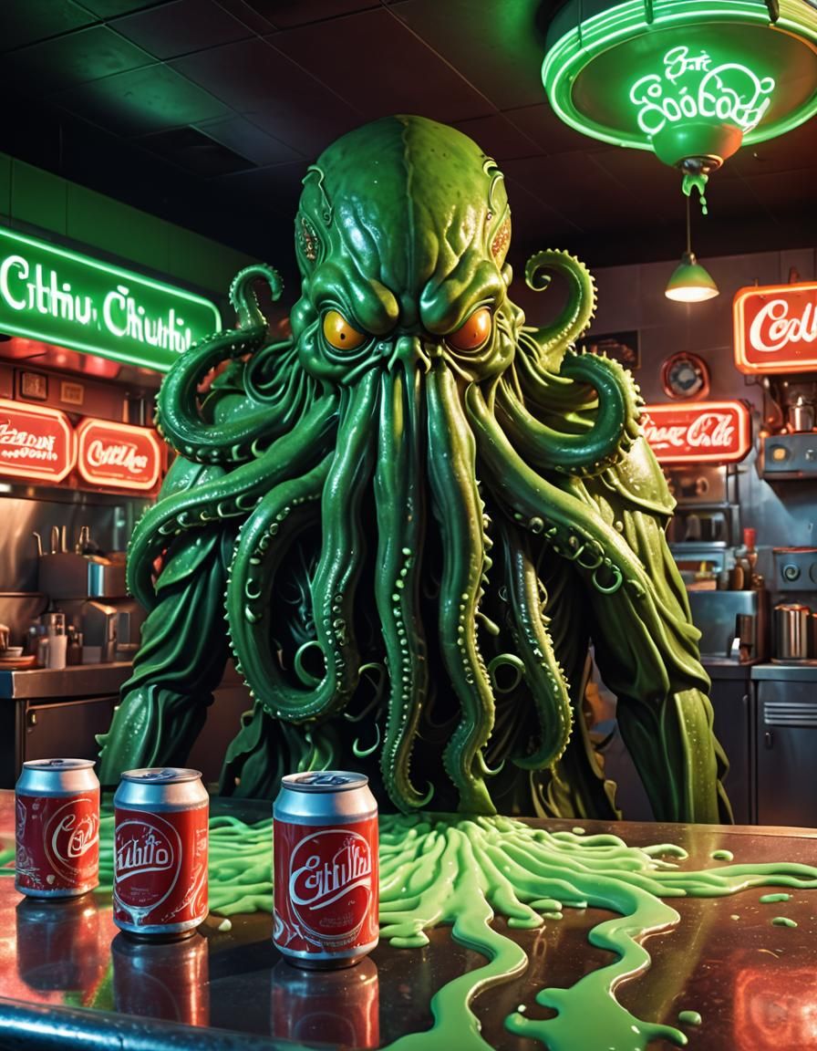 Cthulhu Cola Retro Ad in Pulp Magazine Style