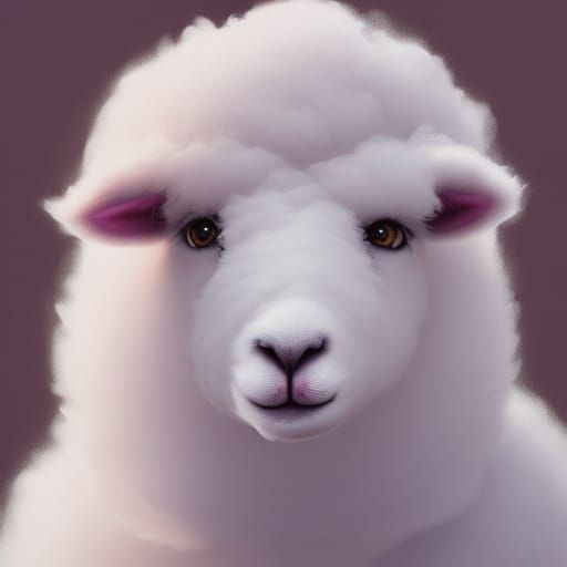 Adorable Fluffy Lamb with Pink Flowers