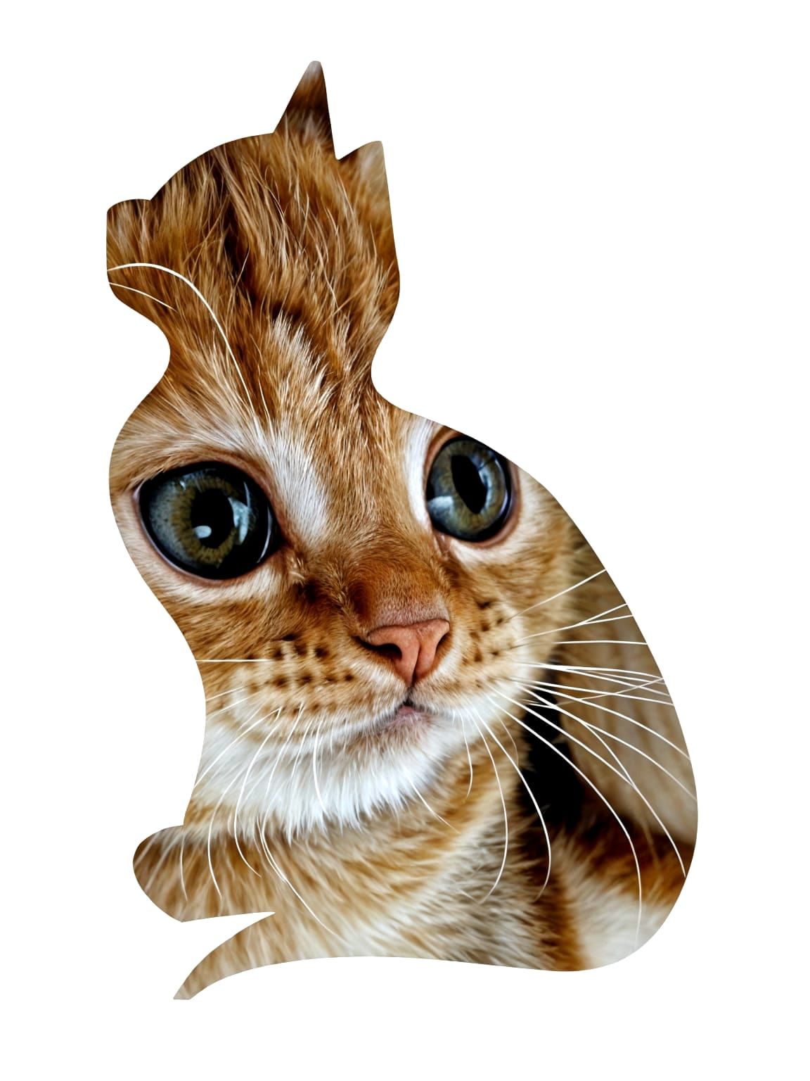 Double Exposure Cat Silhouette with Kitten Portrait