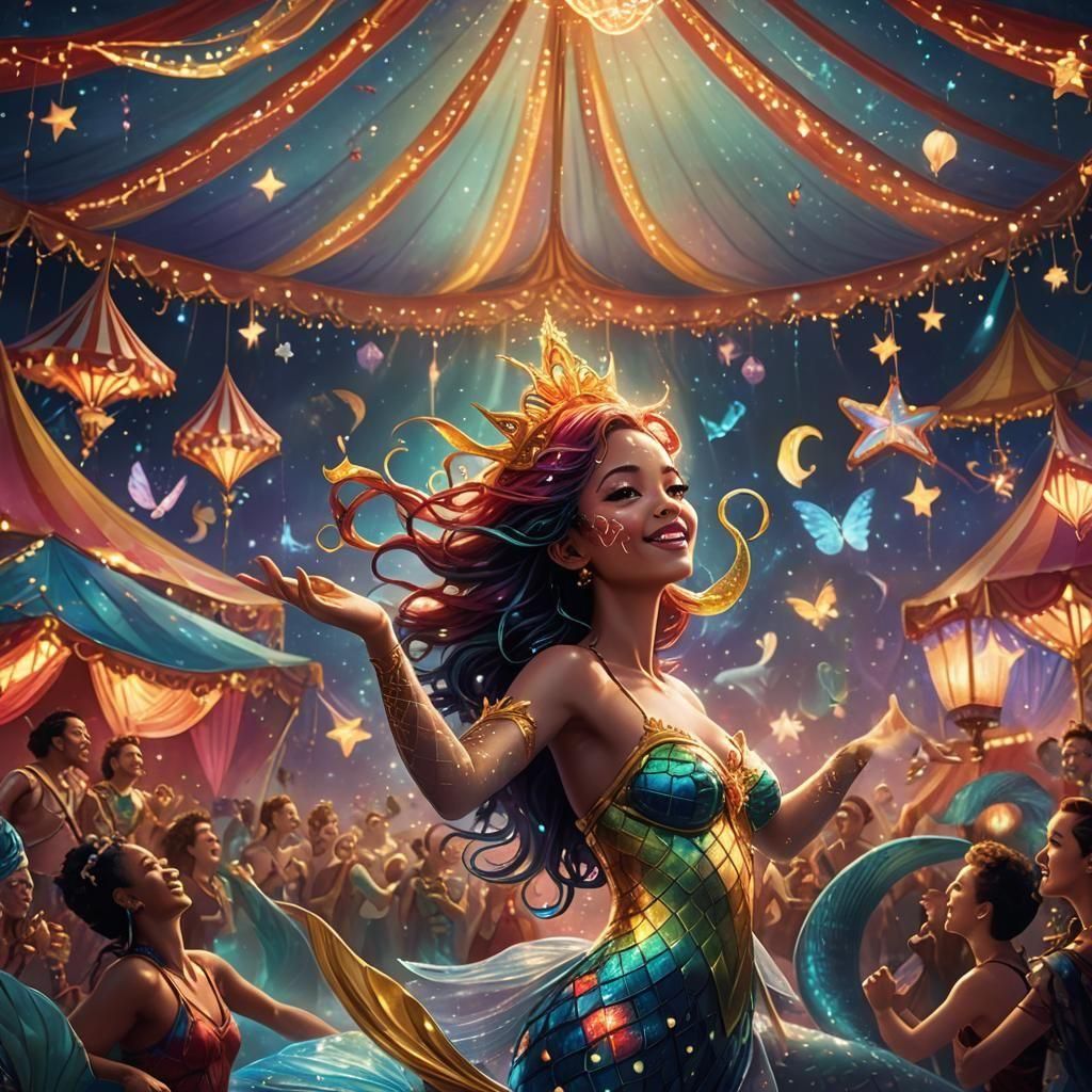 Singing Mermaid in Ethereal Circus Art