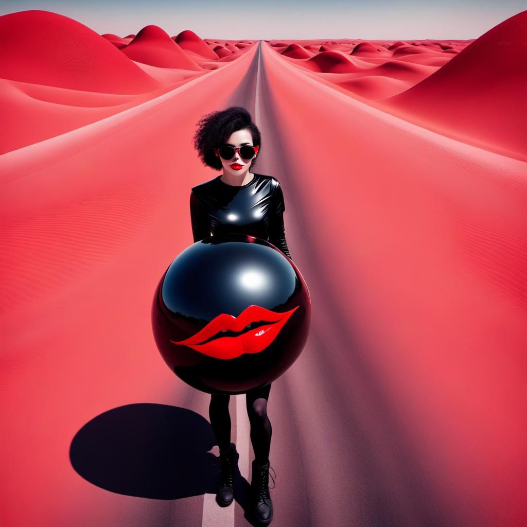 Sad Fractal Girl on Dystopian Road