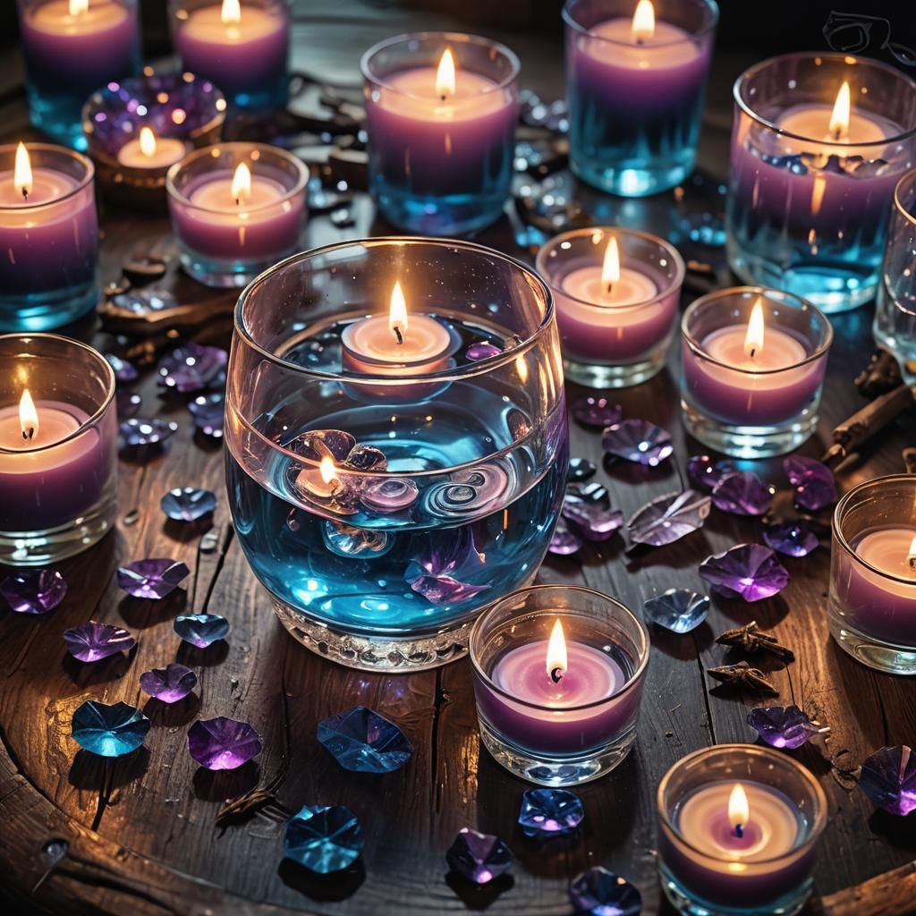 Mystical Water Glass in Ethereal Chamber: Fantasy Art