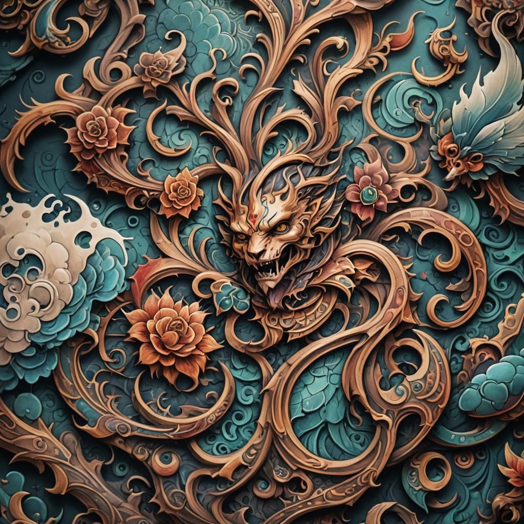 Fantasy Tattoo on Skin: Detailed Matte Painting