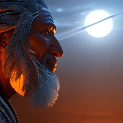 Aboriginal Medicine Man Sharing Secrets Under Galaxy Skies