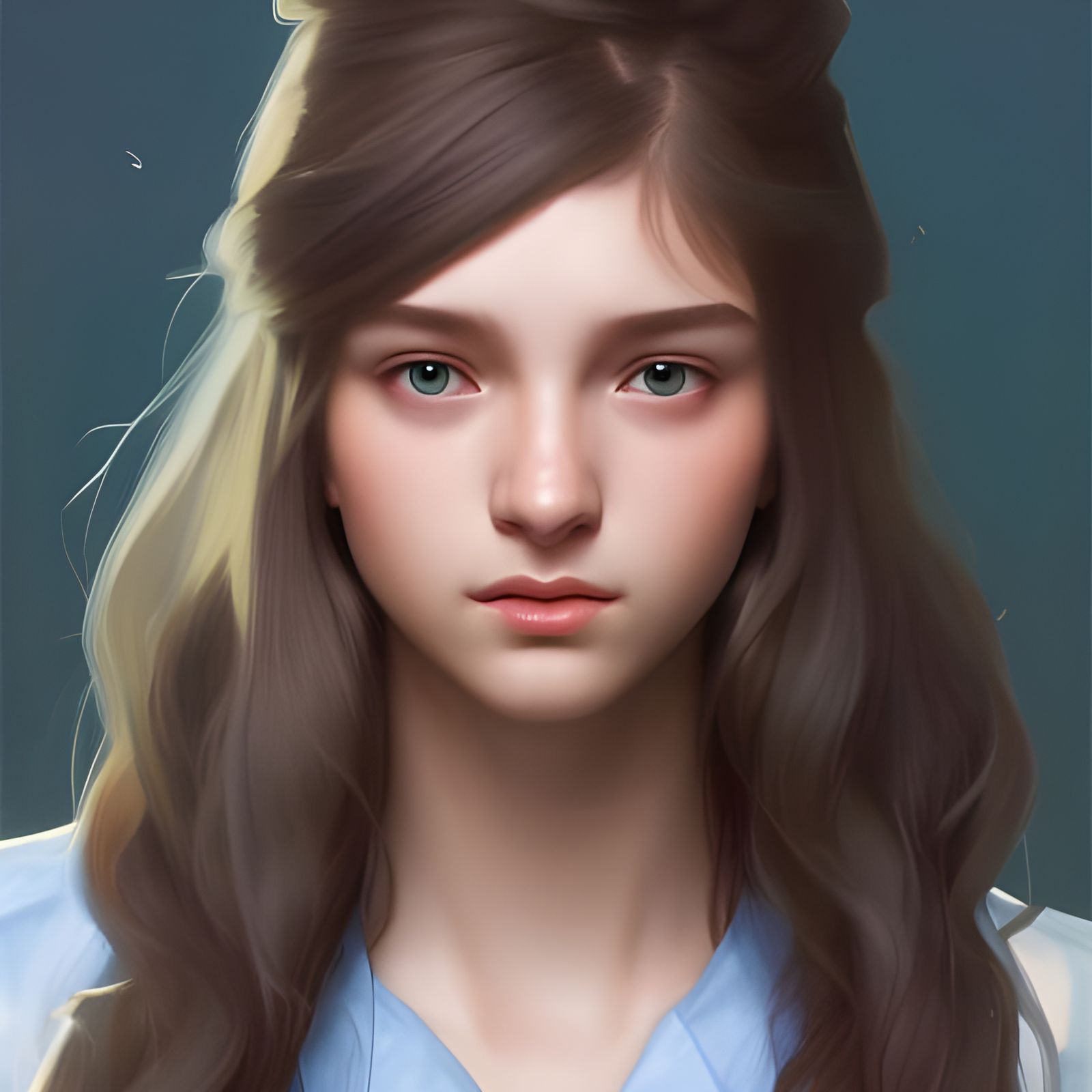 Teenage Girl Portrait in Hyperdetailed Digital Art Style