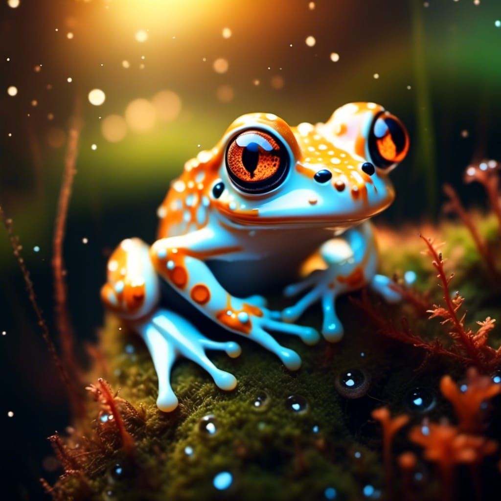 Cute Spotted Frog in Ethereal Forest