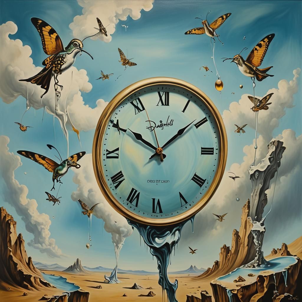 Surreal Melting Clocks in Dali Style