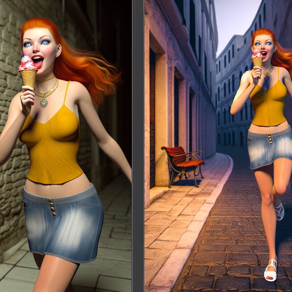 Strawberry Ice Cream Delight: Fantasy Concept Art