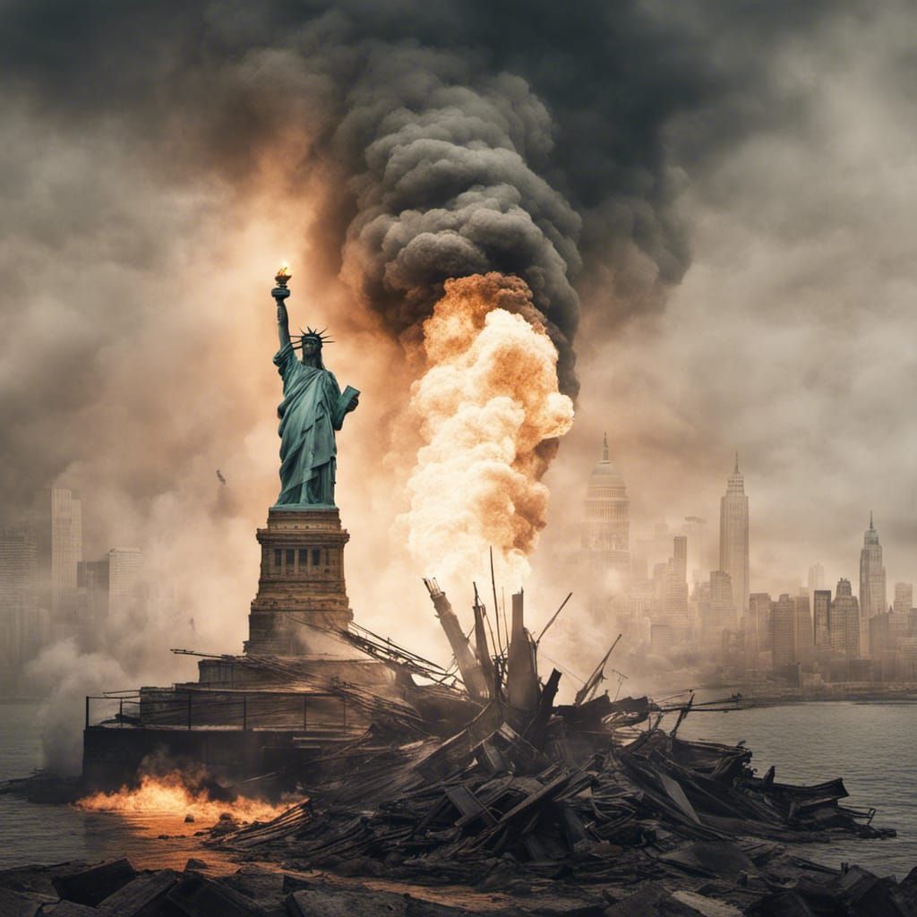 Apocalyptic Statue of Liberty Rises from Fire