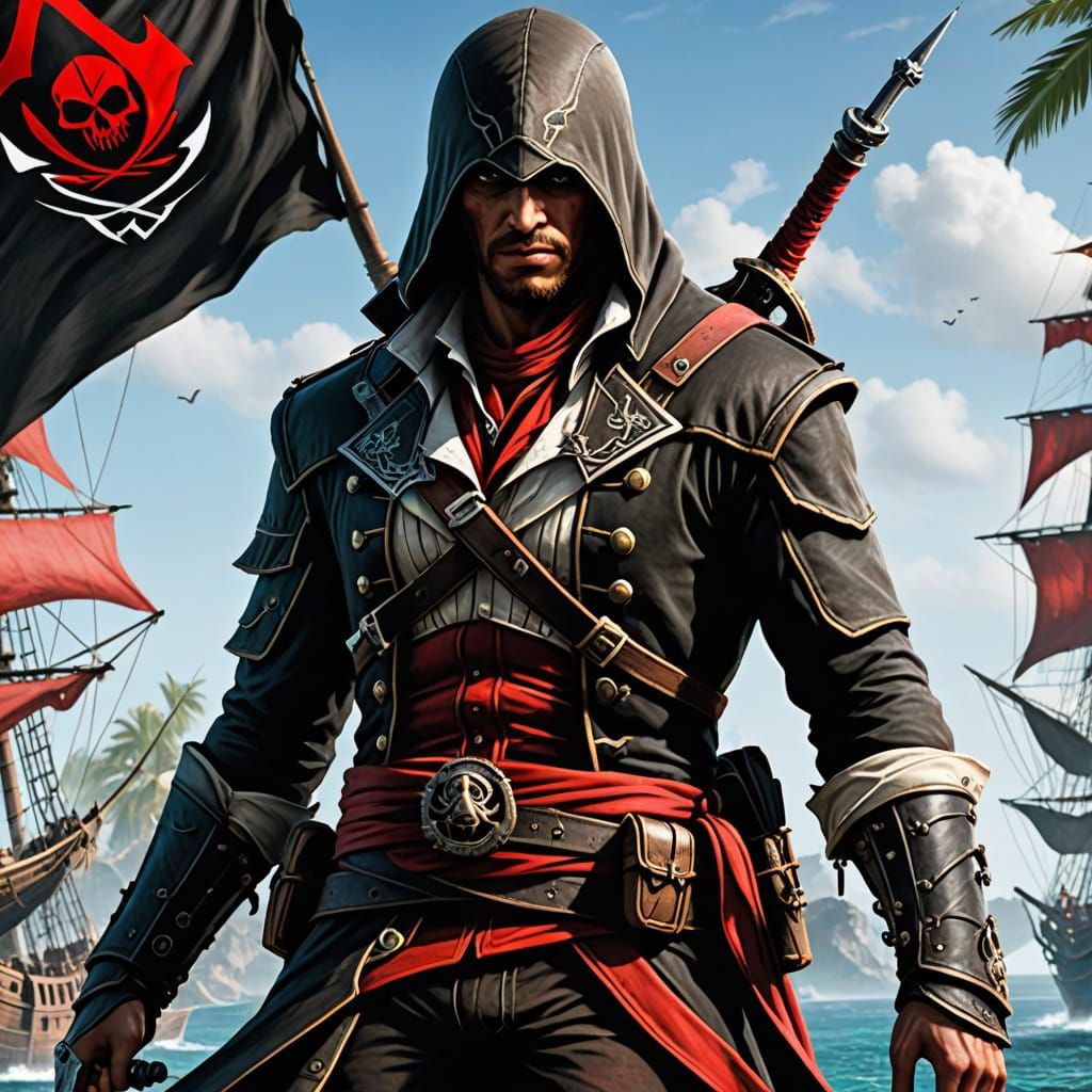 Pirate Assassin in Black and Red Colors