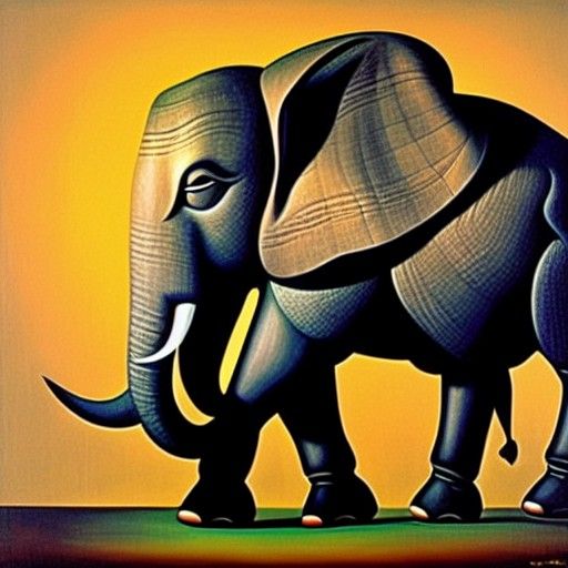 Surreal Elephant in Room: Dali-esque Oil Painting