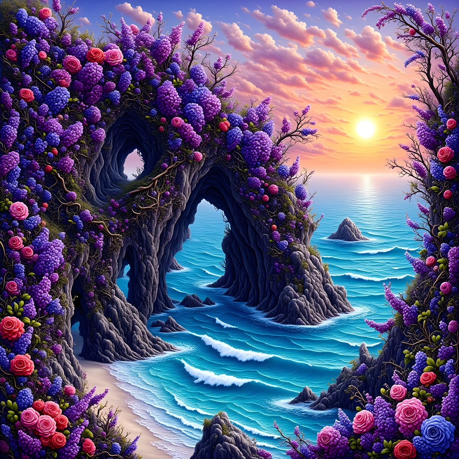 Wisteria Arches at Sunset Floral Tapestry