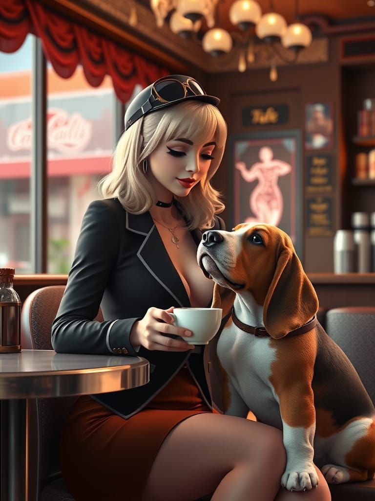 Gatsby Girl with Puppy in Anime Style