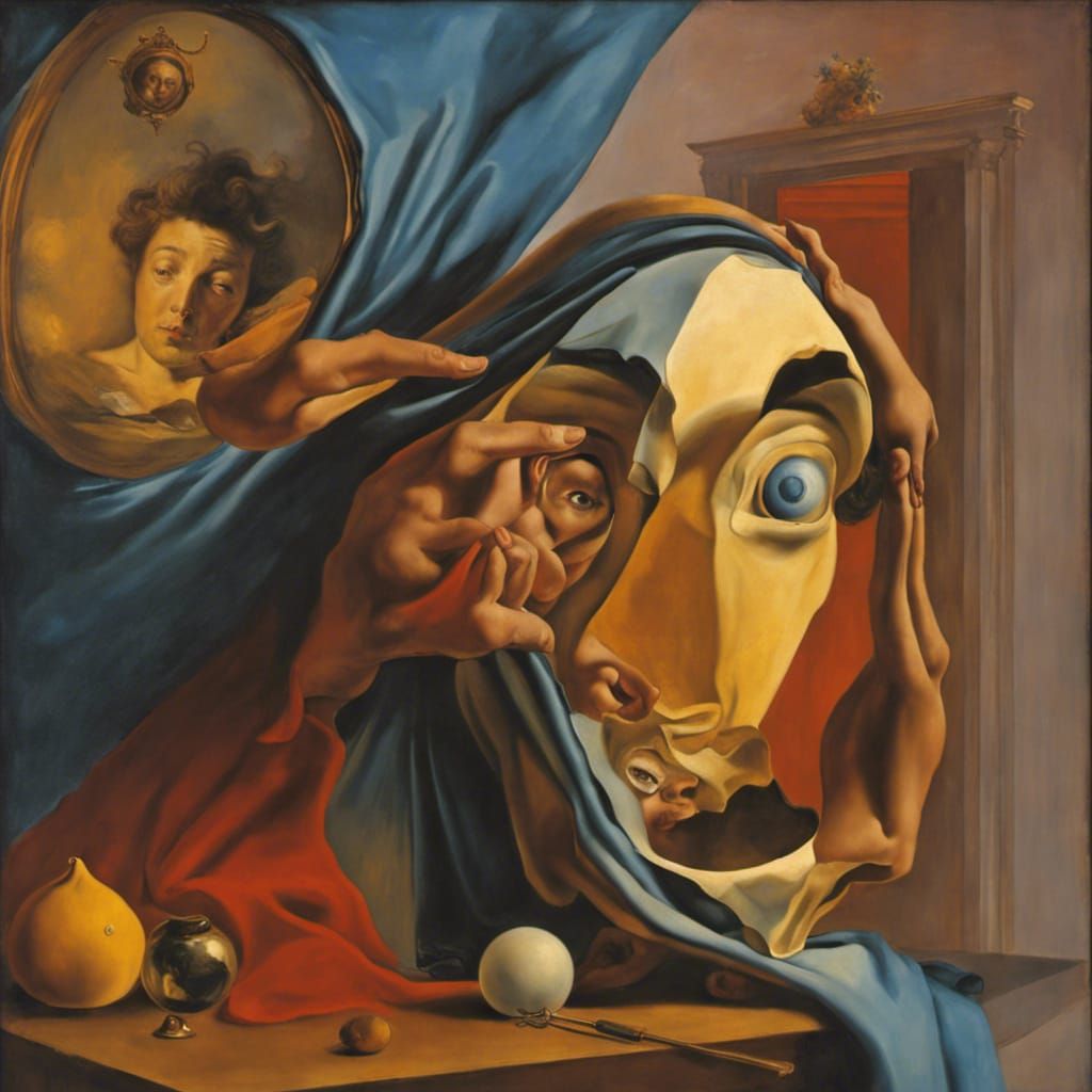Surreal Bust Apparition in Style of Dali and Vermeer